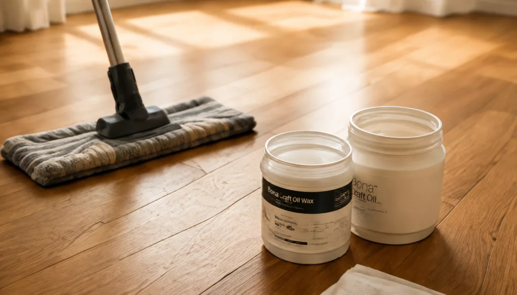 Parquet entretenu dans un intérieur clair