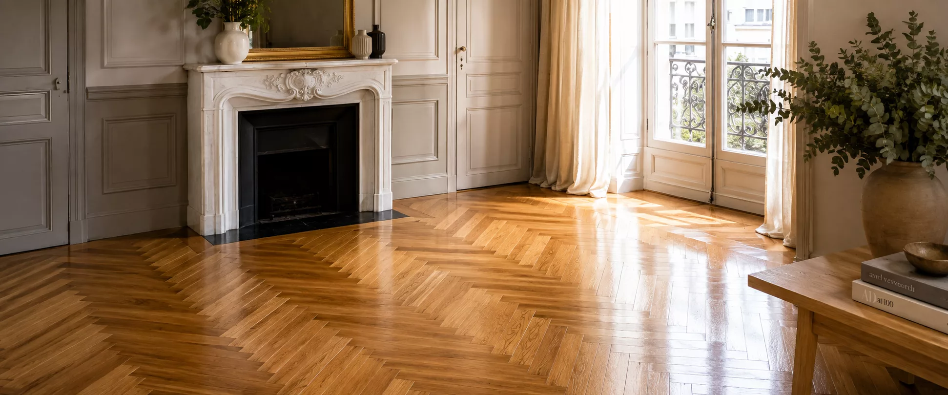 Parquet ancien en chêne dans un appartement parisien