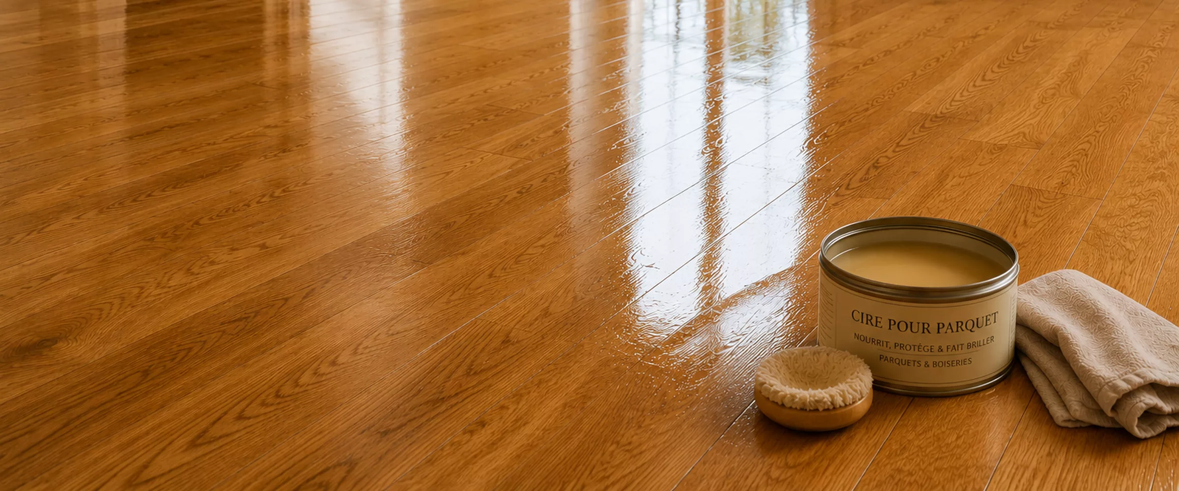 Parquet en chêne avec une finition cirée satinée