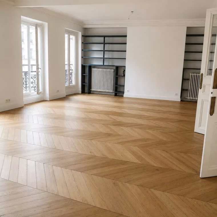 Fissures et petits trous dans un parquet
